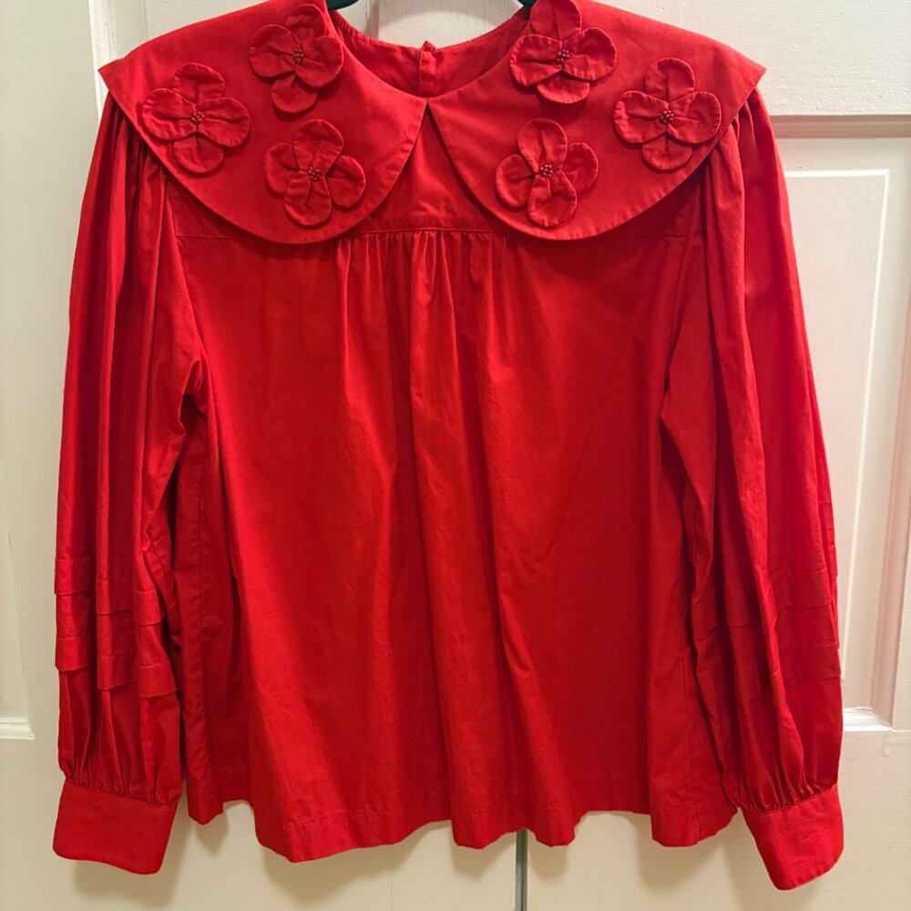 Japanese Brand Dot and Stripes CHILD WOMAN - Beautiful red collar shirt